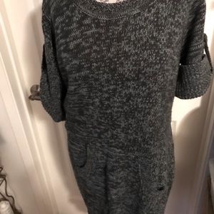 Grey button 3/4 sleeve sweater dress